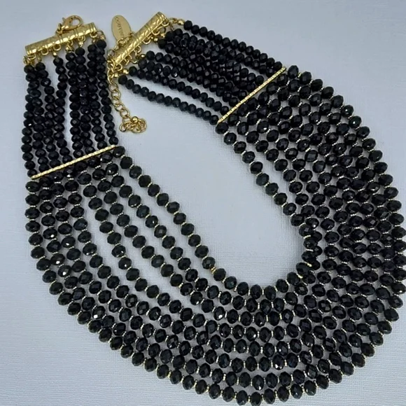 Natasha Couture Black & Gold Necklace - Picture 7 of 8